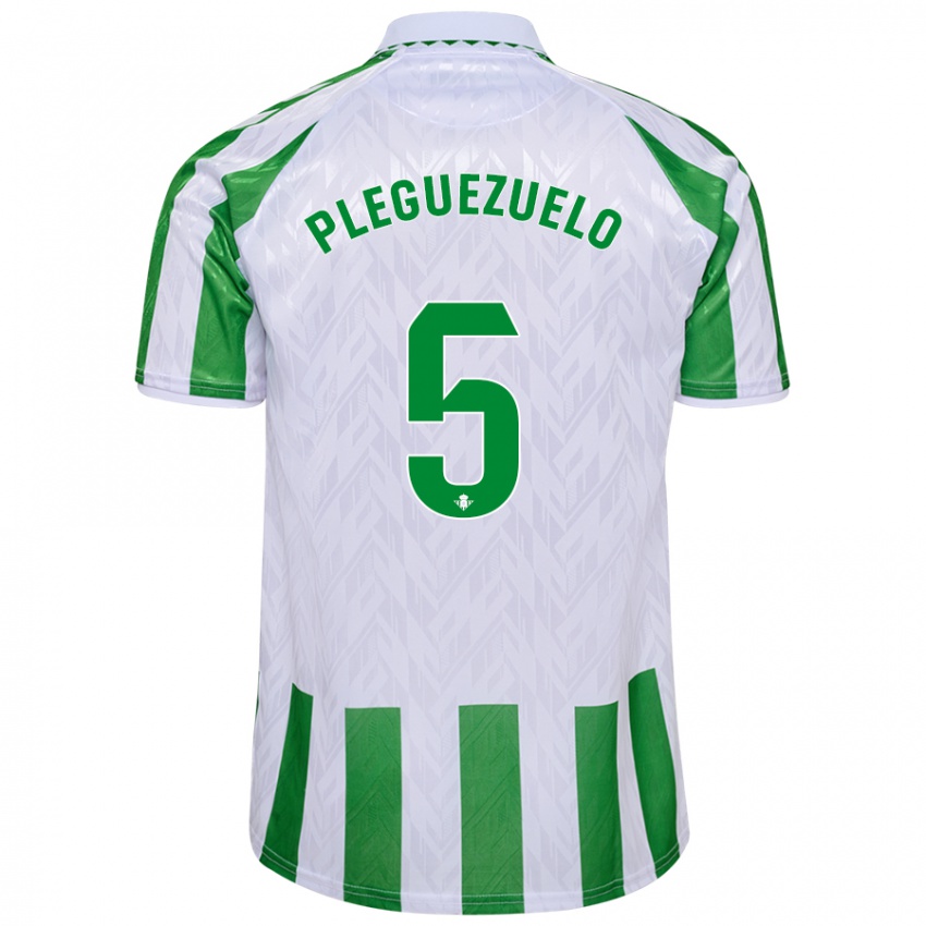 Niño Camiseta Xavi Pleguezuelo #5 Verde Rayas Blancas 1ª Equipación 2024/25 La Camisa Chile