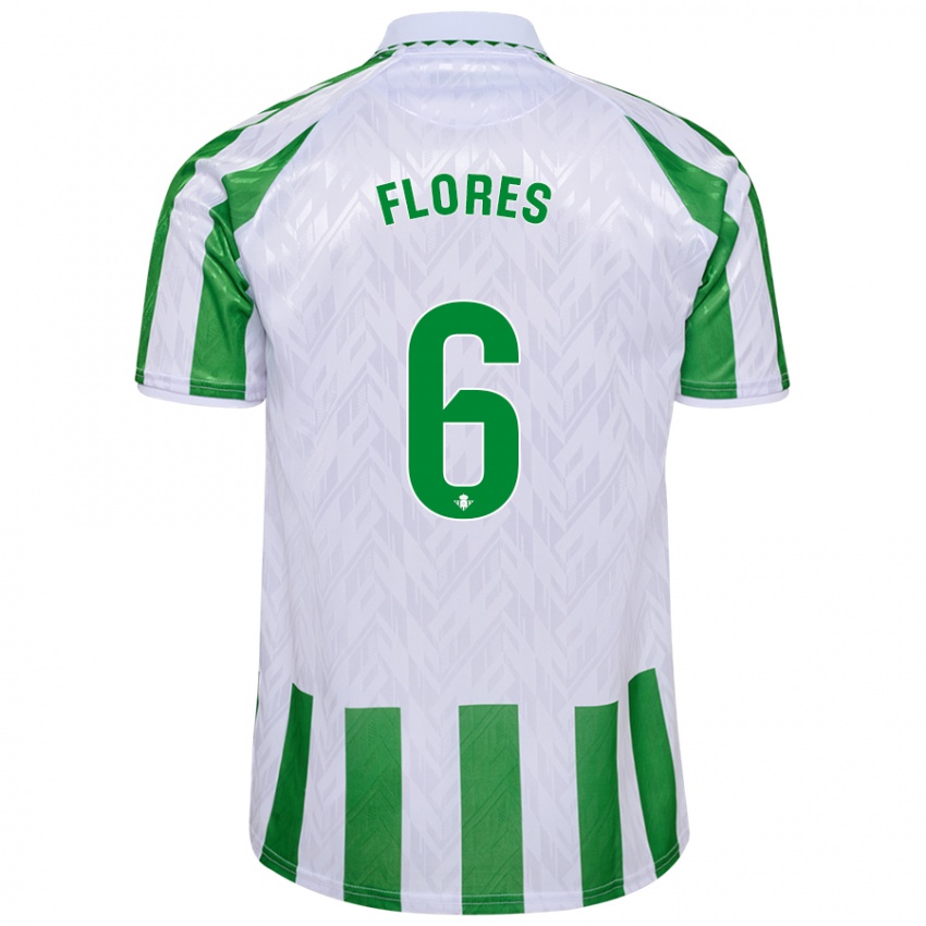 Niño Camiseta Mateo Flores #6 Verde Rayas Blancas 1ª Equipación 2024/25 La Camisa Chile