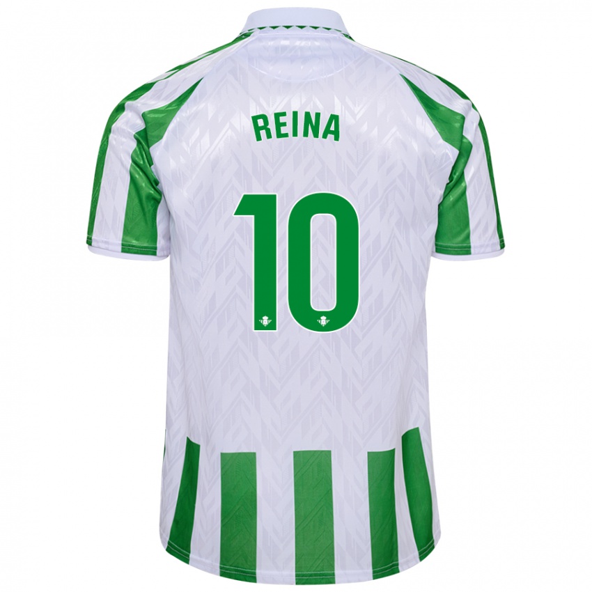 Niño Camiseta Carlos Reina #10 Verde Rayas Blancas 1ª Equipación 2024/25 La Camisa Chile