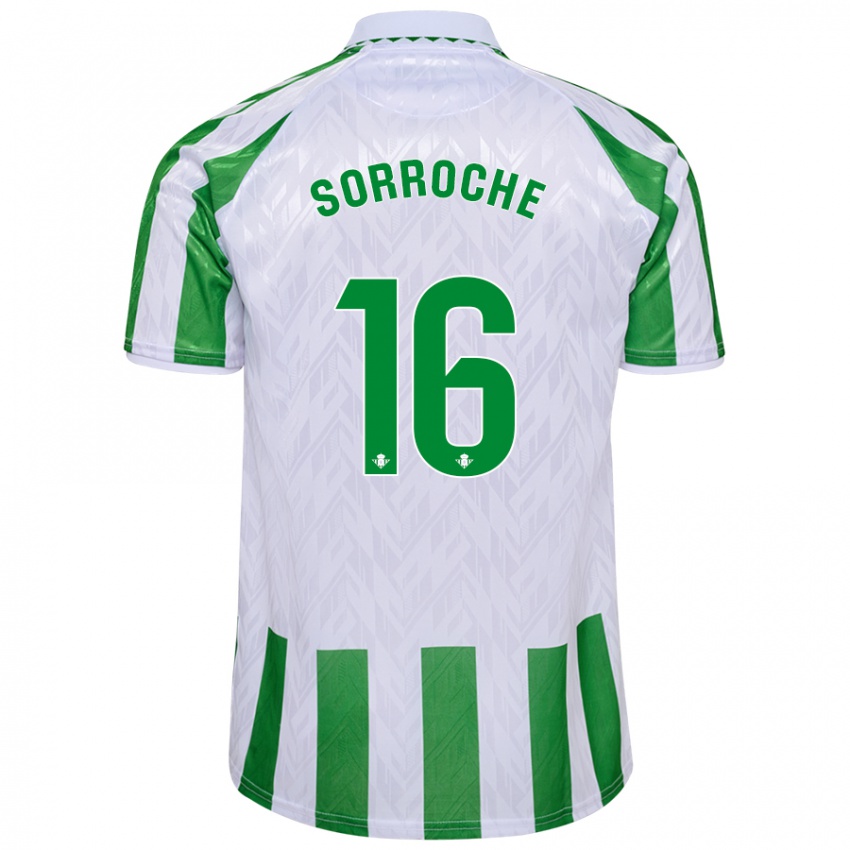 Niño Camiseta Ginés Sorroche #16 Verde Rayas Blancas 1ª Equipación 2024/25 La Camisa Chile