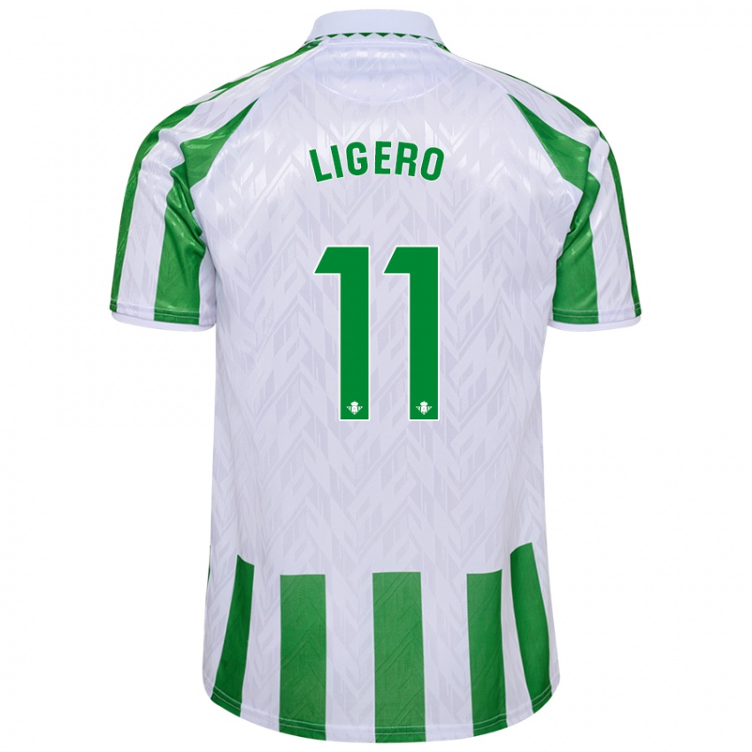 Niño Camiseta Nuria Ligero #11 Verde Rayas Blancas 1ª Equipación 2024/25 La Camisa Chile