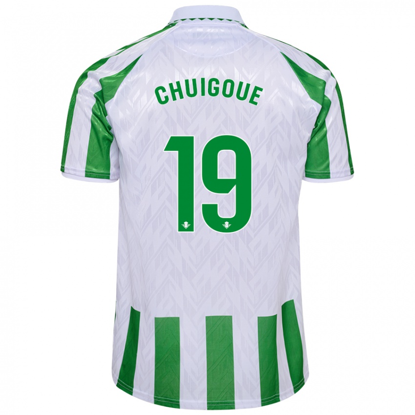 Niño Camiseta Dorine Chuigoué #19 Verde Rayas Blancas 1ª Equipación 2024/25 La Camisa Chile