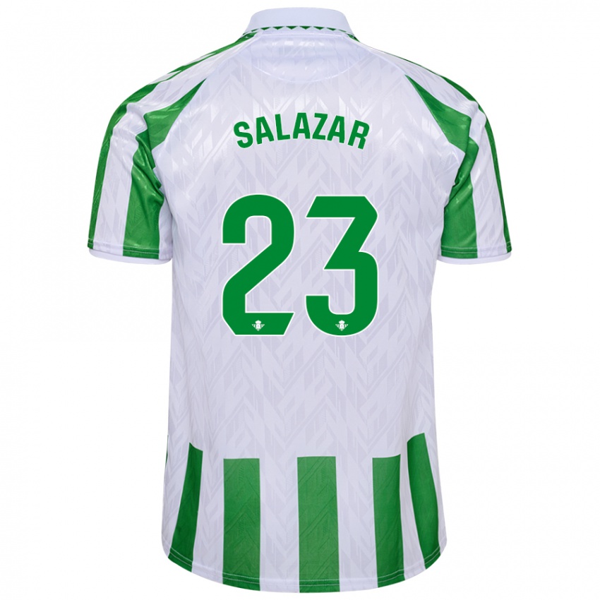 Niño Camiseta Noelia Salazar #23 Verde Rayas Blancas 1ª Equipación 2024/25 La Camisa Chile