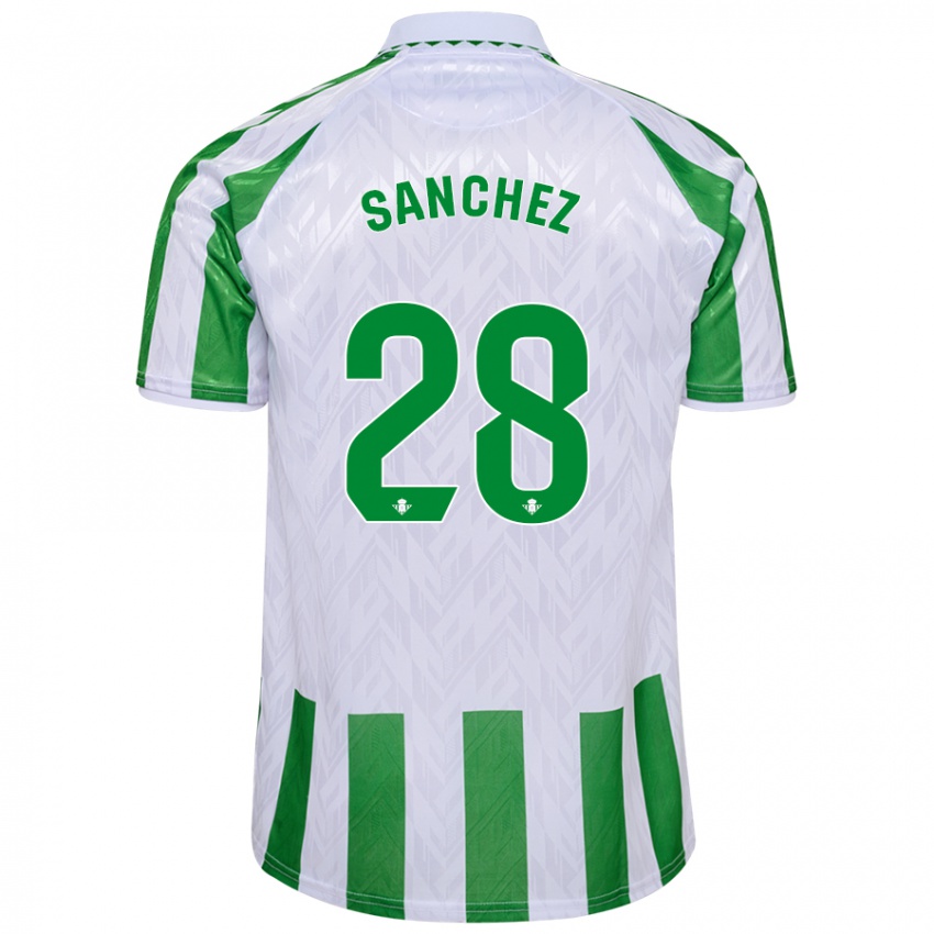 Niño Camiseta Marina Sánchez #28 Verde Rayas Blancas 1ª Equipación 2024/25 La Camisa Chile