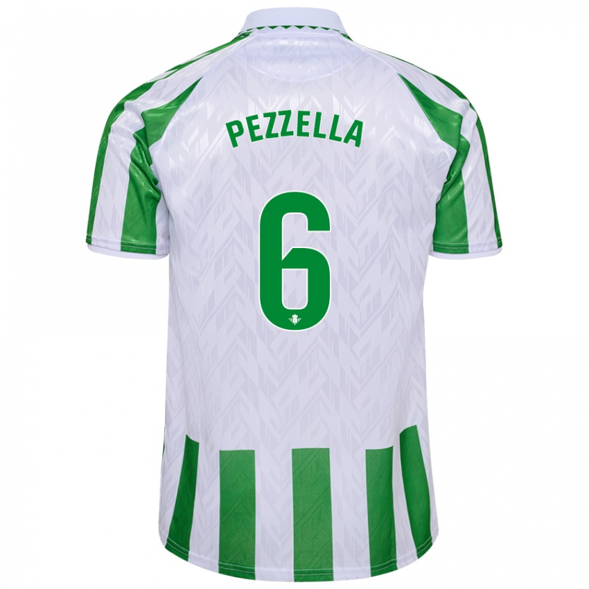 Niño Camiseta Germán Pezzella #6 Verde Rayas Blancas 1ª Equipación 2024/25 La Camisa Chile