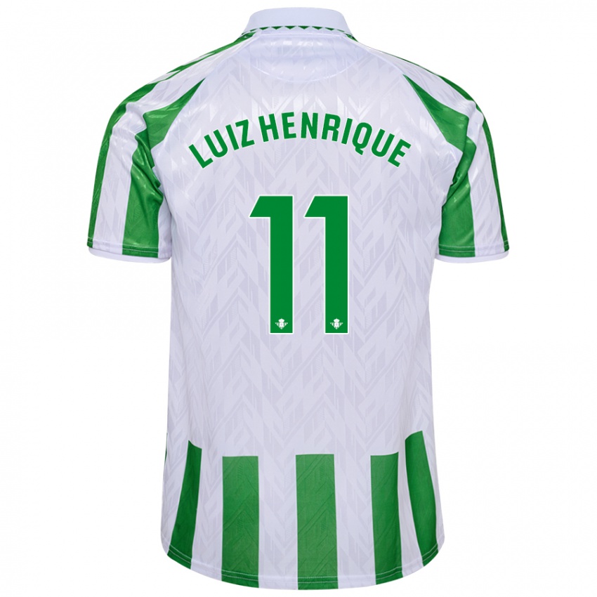 Niño Camiseta Luiz Henrique #11 Verde Rayas Blancas 1ª Equipación 2024/25 La Camisa Chile