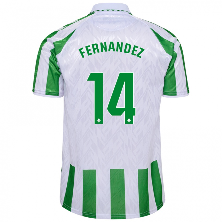 Niño Camiseta Quique Fernández #14 Verde Rayas Blancas 1ª Equipación 2024/25 La Camisa Chile