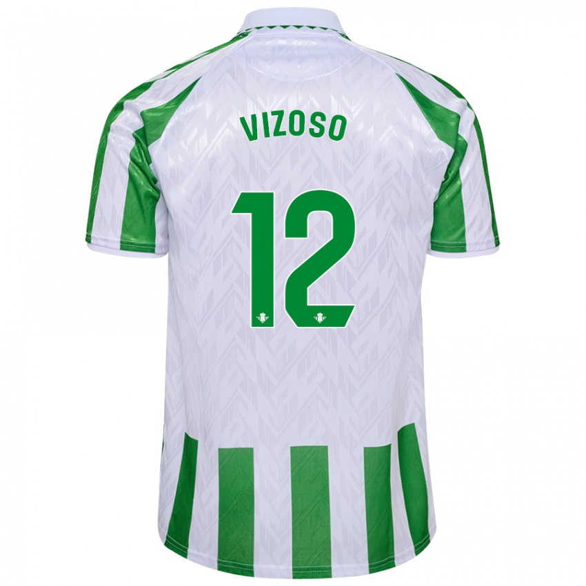 Niño Camiseta Paula Vizoso Prieto #12 Verde Rayas Blancas 1ª Equipación 2024/25 La Camisa Chile