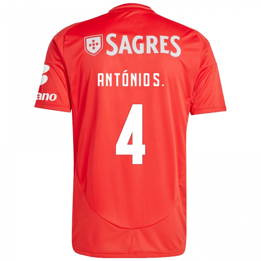 Niño Camiseta António Silva #4 Rojo Blanco 1ª Equipación 2024/25 La Camisa Chile