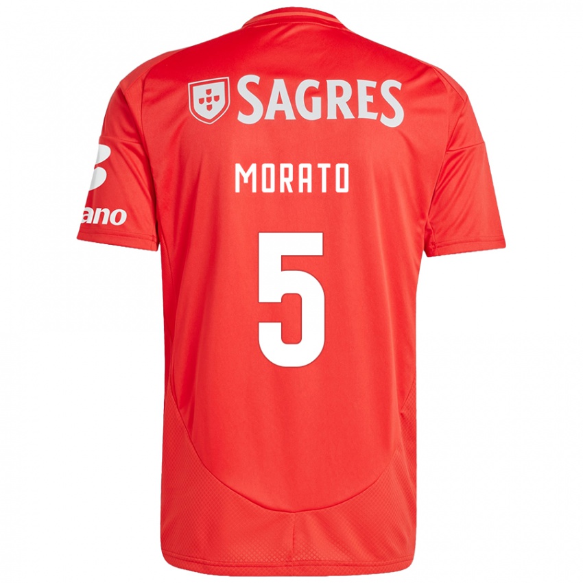 Niño Camiseta Morato #5 Rojo Blanco 1ª Equipación 2024/25 La Camisa Chile