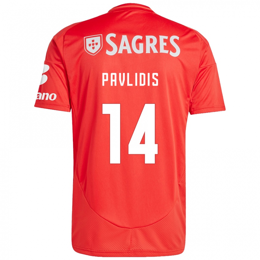 Niño Camiseta Vangelis Pavlidis #14 Rojo Blanco 1ª Equipación 2024/25 La Camisa Chile