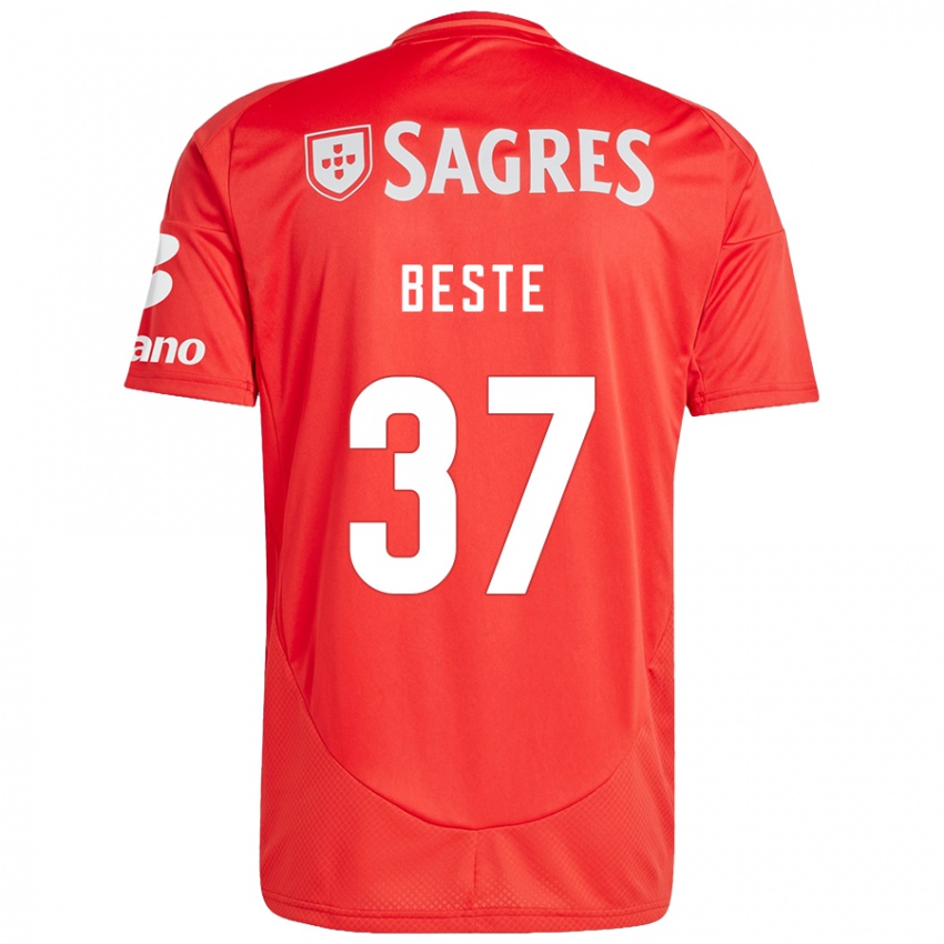 Niño Camiseta Jan-Niklas Beste #37 Rojo Blanco 1ª Equipación 2024/25 La Camisa Chile