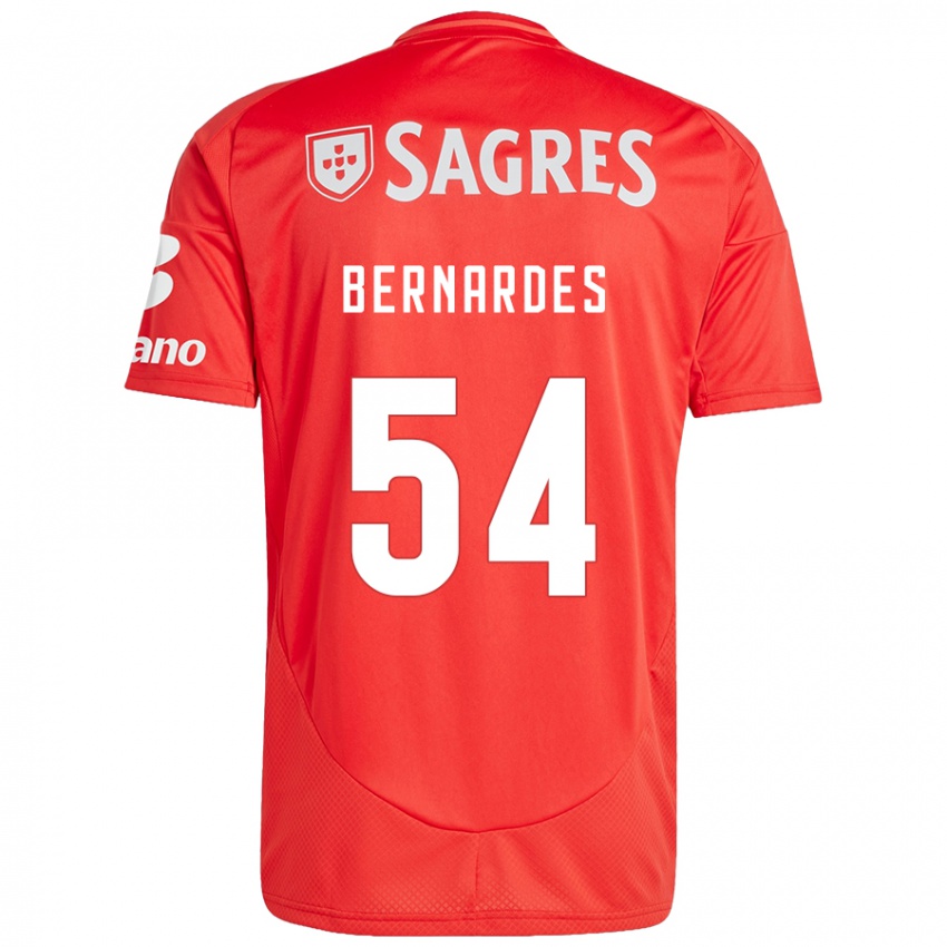 Niño Camiseta Bernardes #54 Rojo Blanco 1ª Equipación 2024/25 La Camisa Chile