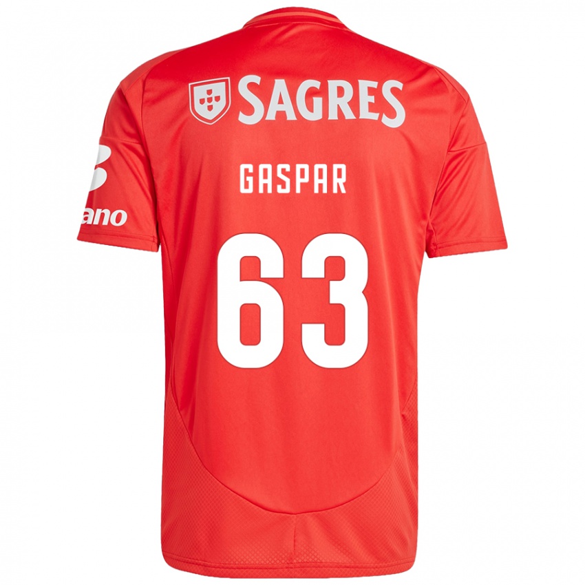 Niño Camiseta Guilherme Gaspar #63 Rojo Blanco 1ª Equipación 2024/25 La Camisa Chile