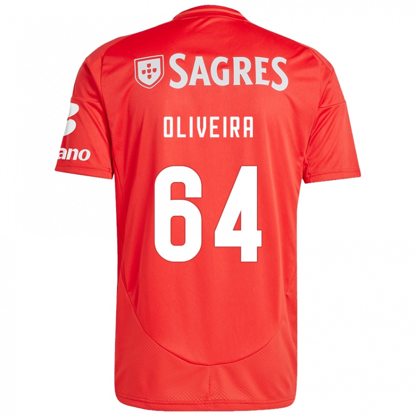 Niño Camiseta Gonçalo Oliveira #64 Rojo Blanco 1ª Equipación 2024/25 La Camisa Chile