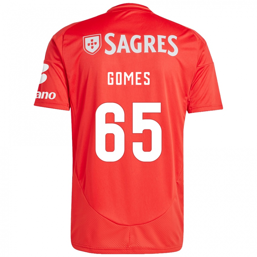 Niño Camiseta André Gomes #65 Rojo Blanco 1ª Equipación 2024/25 La Camisa Chile