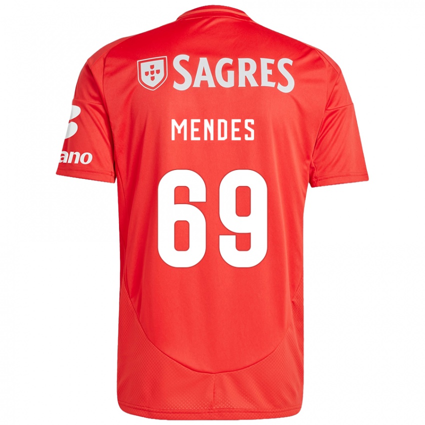 Niño Camiseta Vladimir Mendes #69 Rojo Blanco 1ª Equipación 2024/25 La Camisa Chile