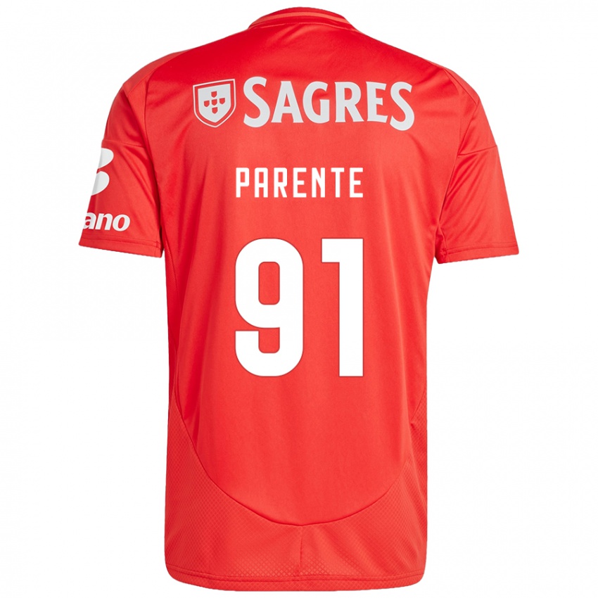 Niño Camiseta Tiago Parente #91 Rojo Blanco 1ª Equipación 2024/25 La Camisa Chile