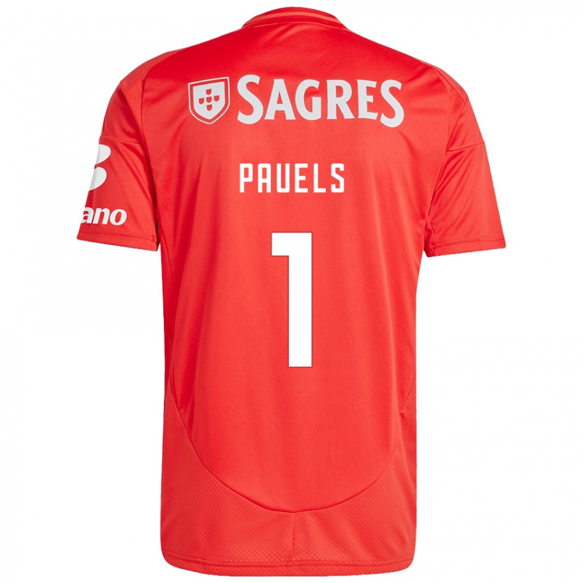 Niño Camiseta Lena Pauels #1 Rojo Blanco 1ª Equipación 2024/25 La Camisa Chile