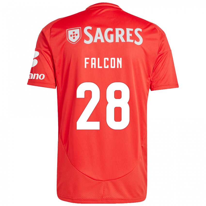 Niño Camiseta Andrea Falcón #28 Rojo Blanco 1ª Equipación 2024/25 La Camisa Chile