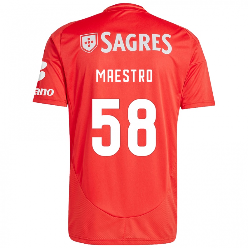 Niño Camiseta Maestro #58 Rojo Blanco 1ª Equipación 2024/25 La Camisa Chile