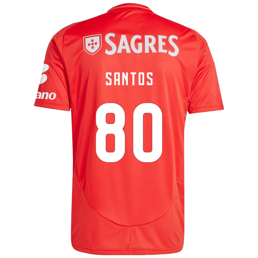 Niño Camiseta Pedro Santos #80 Rojo Blanco 1ª Equipación 2024/25 La Camisa Chile