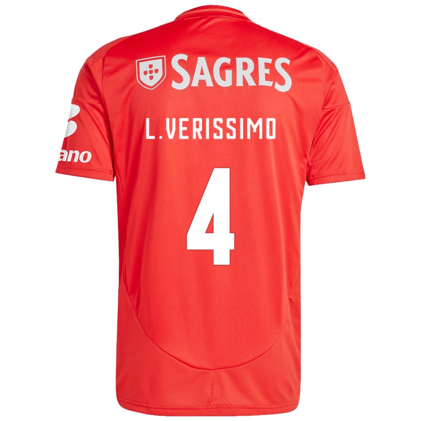 Niño Camiseta Lucas Verissimo #4 Rojo Blanco 1ª Equipación 2024/25 La Camisa Chile