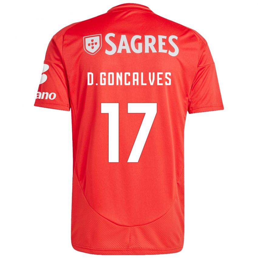 Niño Camiseta Diogo Goncalves #17 Rojo Blanco 1ª Equipación 2024/25 La Camisa Chile