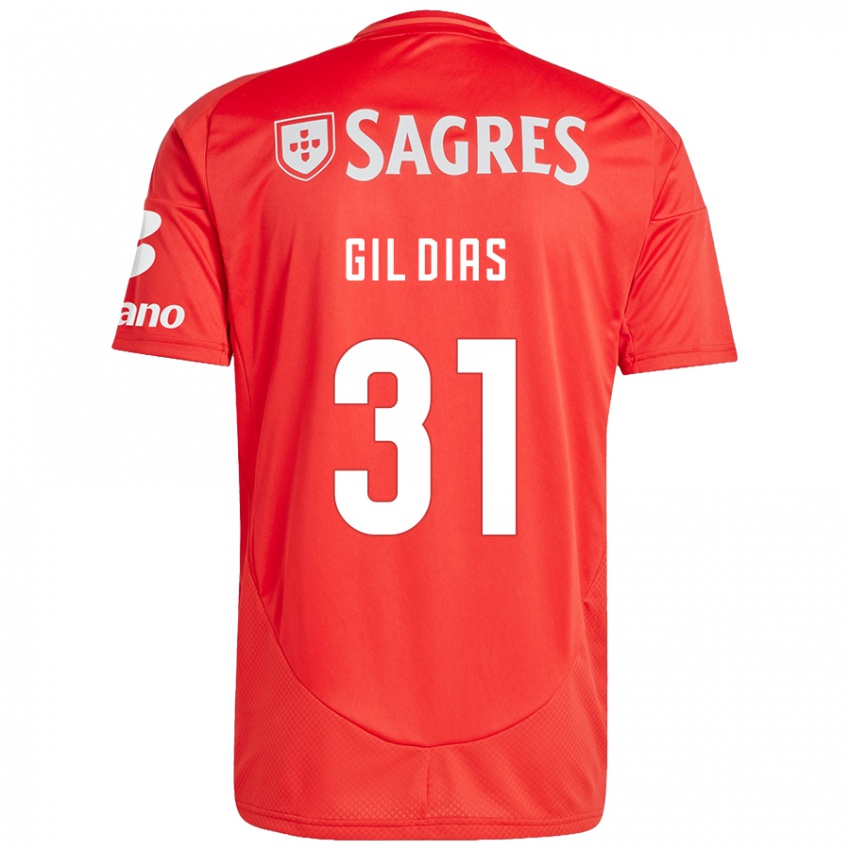 Niño Camiseta Gil Dias #31 Rojo Blanco 1ª Equipación 2024/25 La Camisa Chile