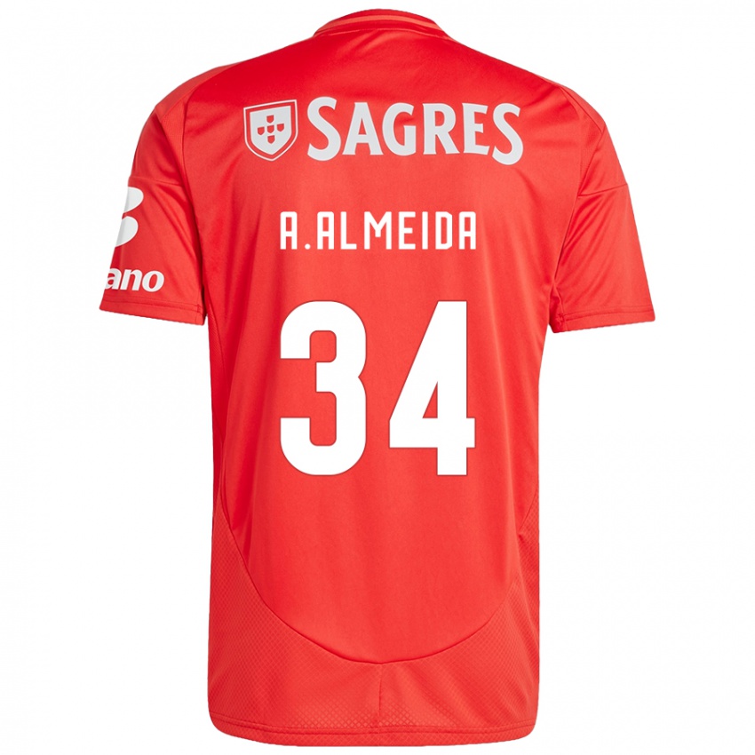 Niño Camiseta Andre Almeida #34 Rojo Blanco 1ª Equipación 2024/25 La Camisa Chile