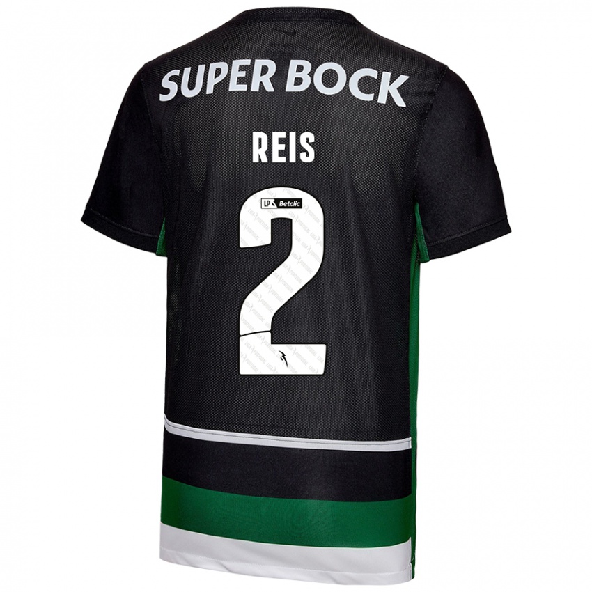 Niño Camiseta Matheus Reis #2 Negro Blanco Verde 1ª Equipación 2024/25 La Camisa Chile