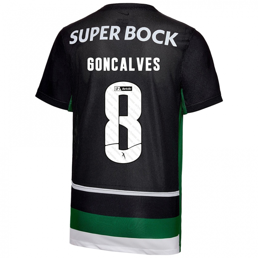 Niño Camiseta Pedro Gonçalves #8 Negro Blanco Verde 1ª Equipación 2024/25 La Camisa Chile