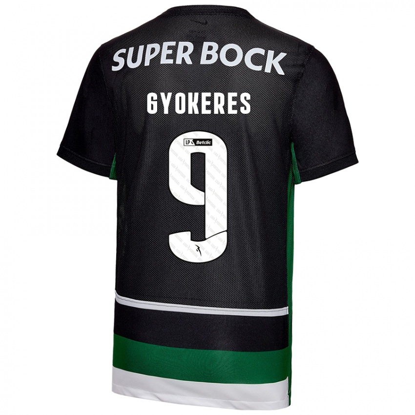 Niño Camiseta Viktor Gyökeres #9 Negro Blanco Verde 1ª Equipación 2024/25 La Camisa Chile