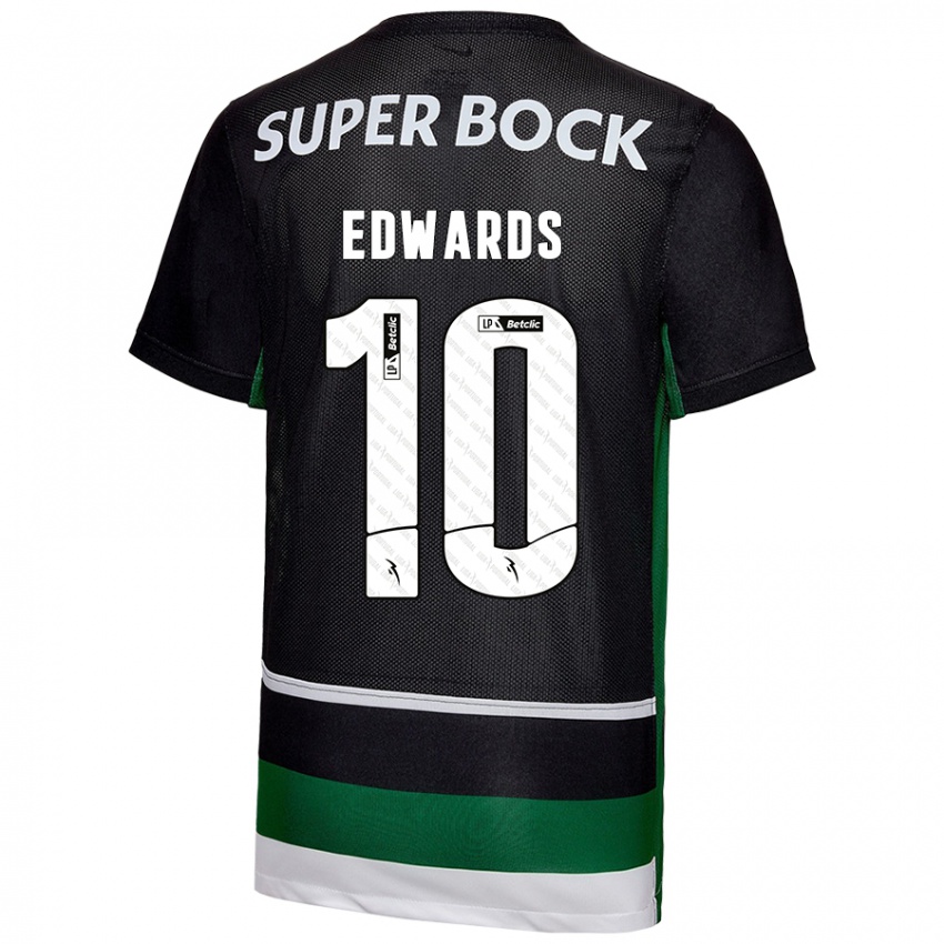 Niño Camiseta Marcus Edwards #10 Negro Blanco Verde 1ª Equipación 2024/25 La Camisa Chile