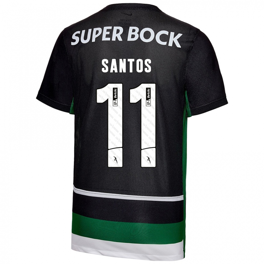 Niño Camiseta Nuno Santos #11 Negro Blanco Verde 1ª Equipación 2024/25 La Camisa Chile