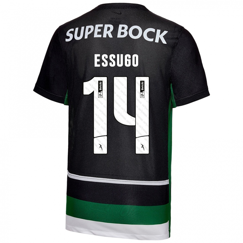 Niño Camiseta Dário Essugo #14 Negro Blanco Verde 1ª Equipación 2024/25 La Camisa Chile