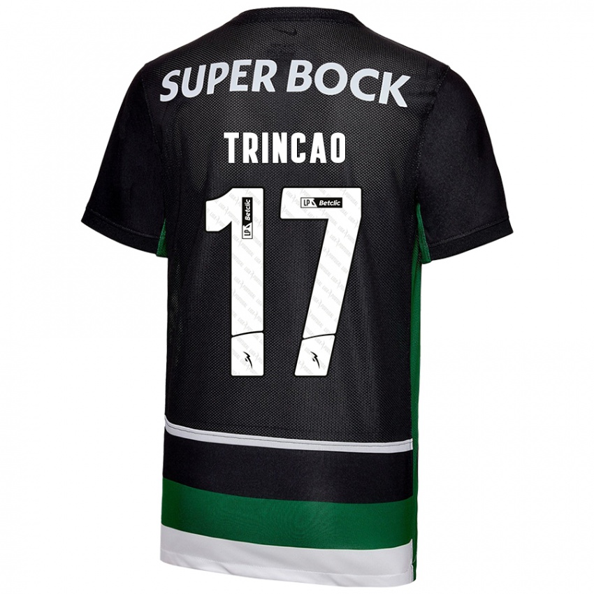 Niño Camiseta Trincão #17 Negro Blanco Verde 1ª Equipación 2024/25 La Camisa Chile