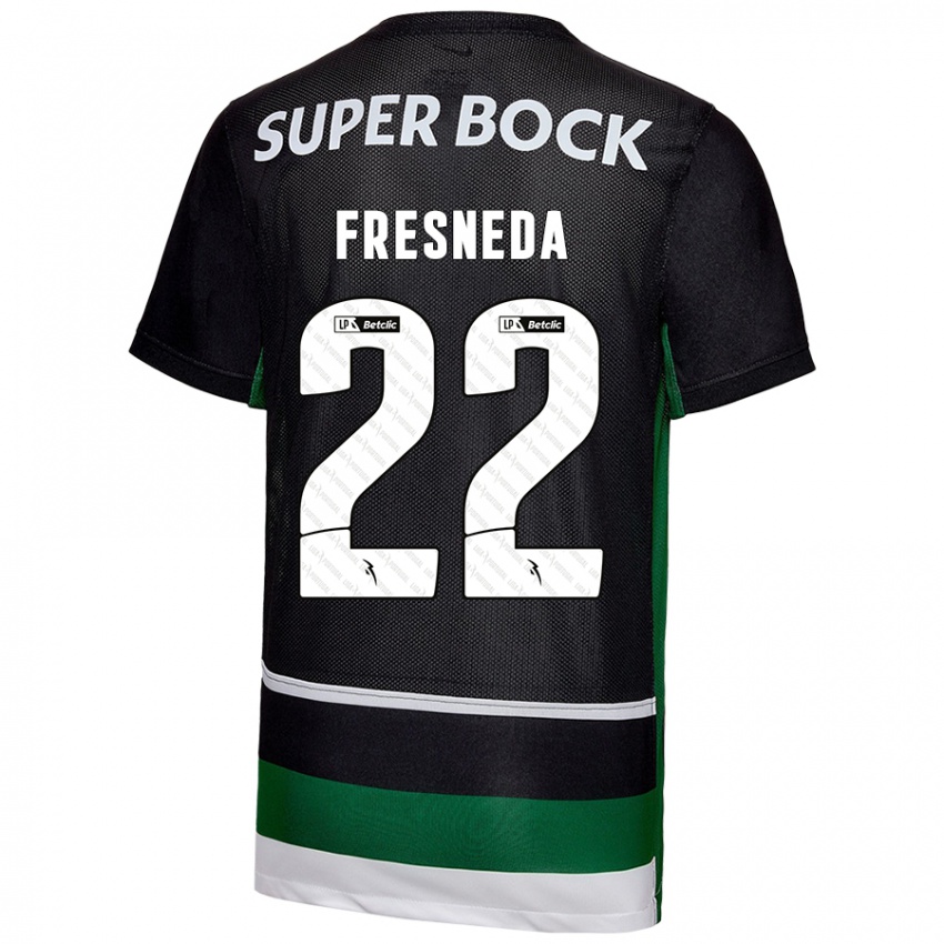 Niño Camiseta Iván Fresneda #22 Negro Blanco Verde 1ª Equipación 2024/25 La Camisa Chile