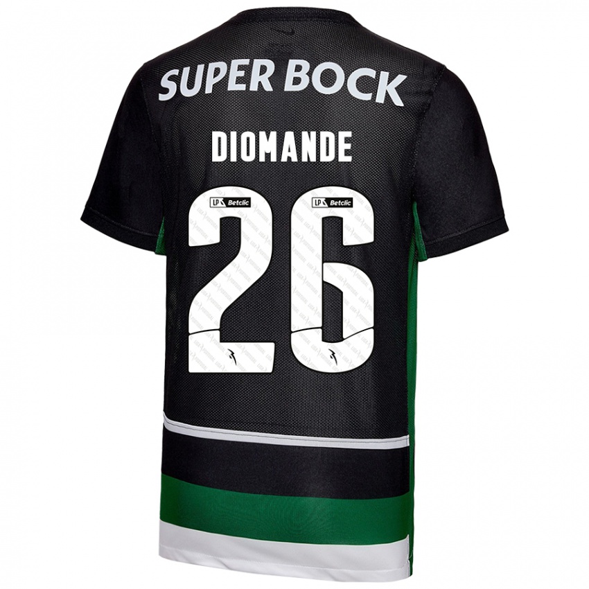 Niño Camiseta Ousmane Diomande #26 Negro Blanco Verde 1ª Equipación 2024/25 La Camisa Chile