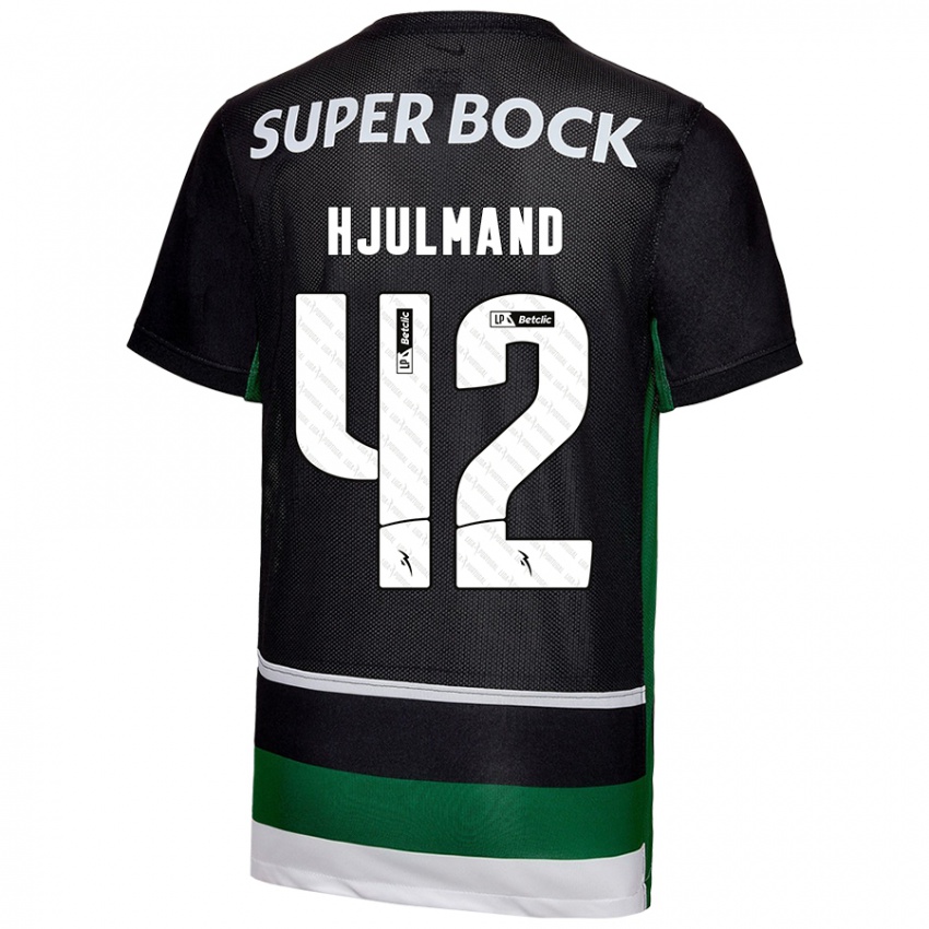 Niño Camiseta Morten Hjulmand #42 Negro Blanco Verde 1ª Equipación 2024/25 La Camisa Chile