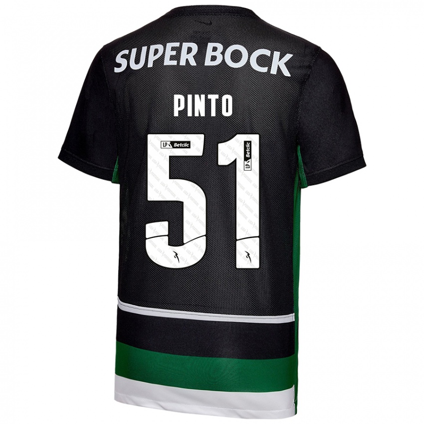 Niño Camiseta Diogo Pinto #51 Negro Blanco Verde 1ª Equipación 2024/25 La Camisa Chile