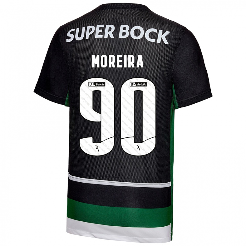 Niño Camiseta Afonso Moreira #90 Negro Blanco Verde 1ª Equipación 2024/25 La Camisa Chile