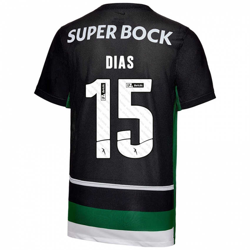 Niño Camiseta Rodrigo Dias #15 Negro Blanco Verde 1ª Equipación 2024/25 La Camisa Chile