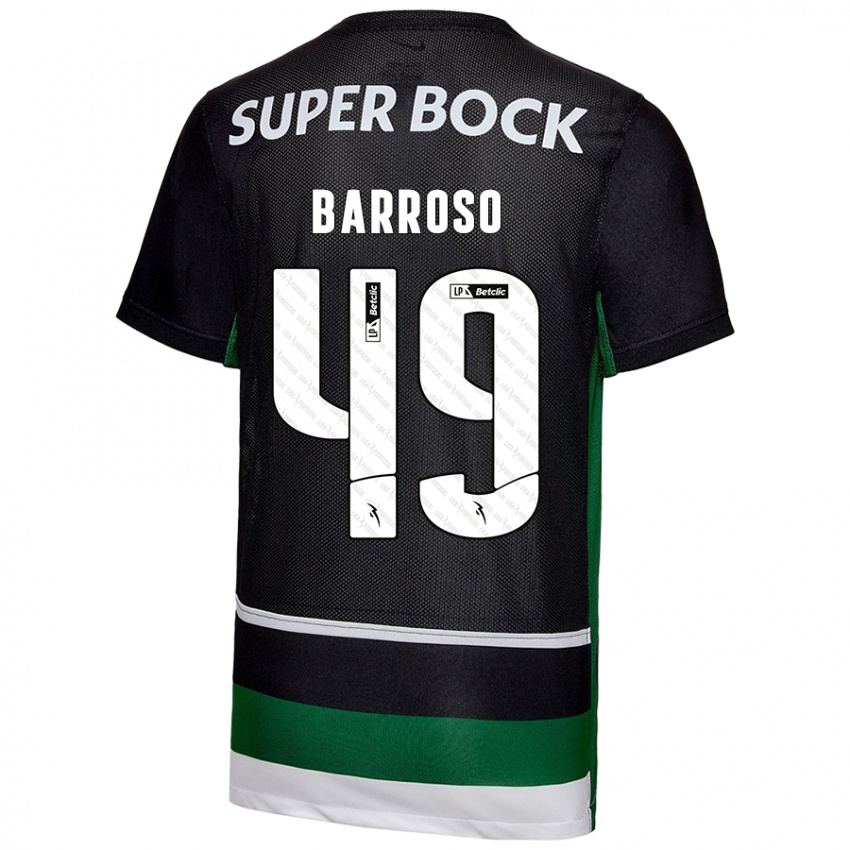 Niño Camiseta Leonardo Barroso #49 Negro Blanco Verde 1ª Equipación 2024/25 La Camisa Chile