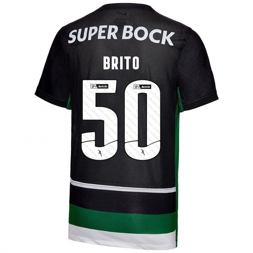 Niño Camiseta Alexandre Brito #50 Negro Blanco Verde 1ª Equipación 2024/25 La Camisa Chile