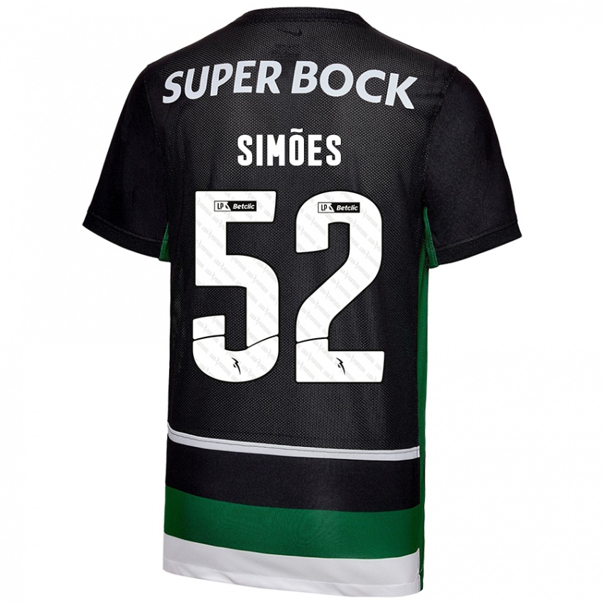 Niño Camiseta João Simões #52 Negro Blanco Verde 1ª Equipación 2024/25 La Camisa Chile