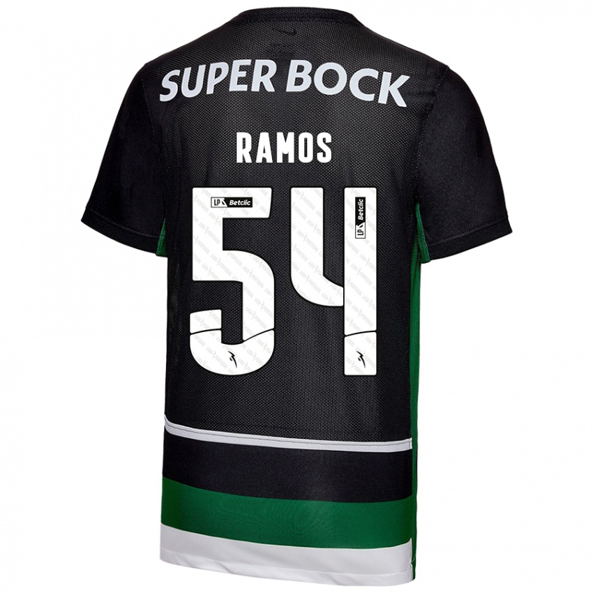 Niño Camiseta Bruno Ramos #54 Negro Blanco Verde 1ª Equipación 2024/25 La Camisa Chile