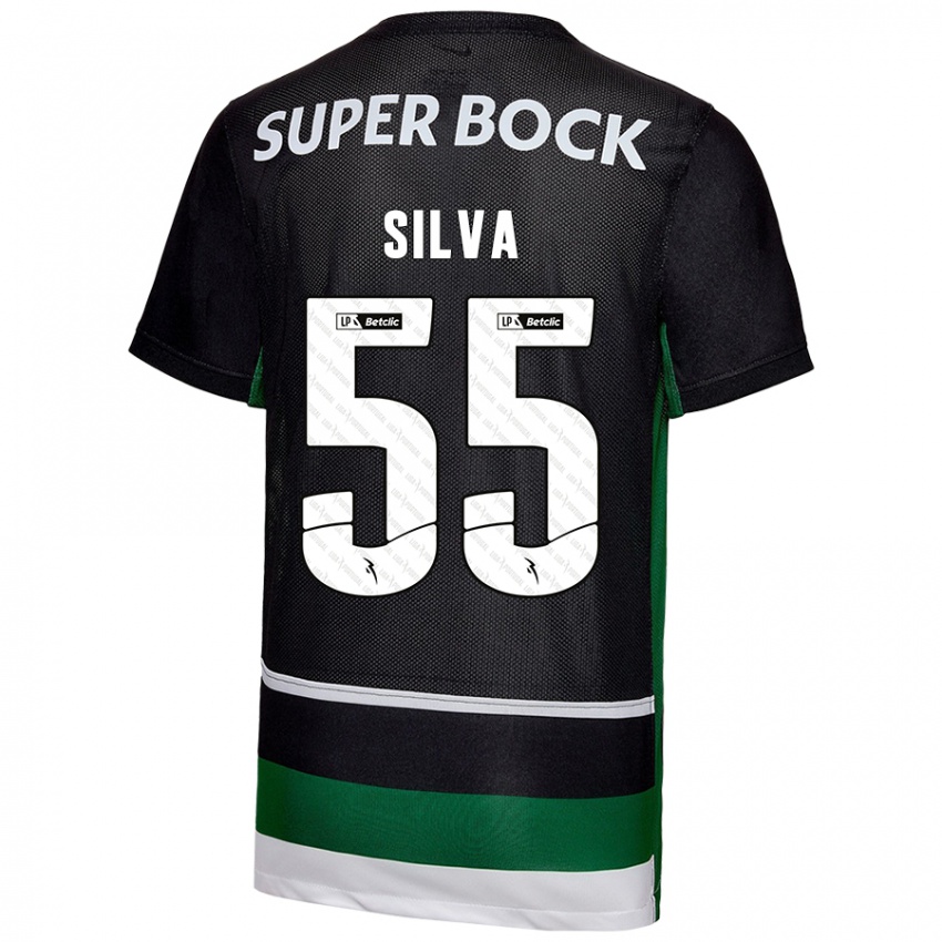 Niño Camiseta José Silva #55 Negro Blanco Verde 1ª Equipación 2024/25 La Camisa Chile