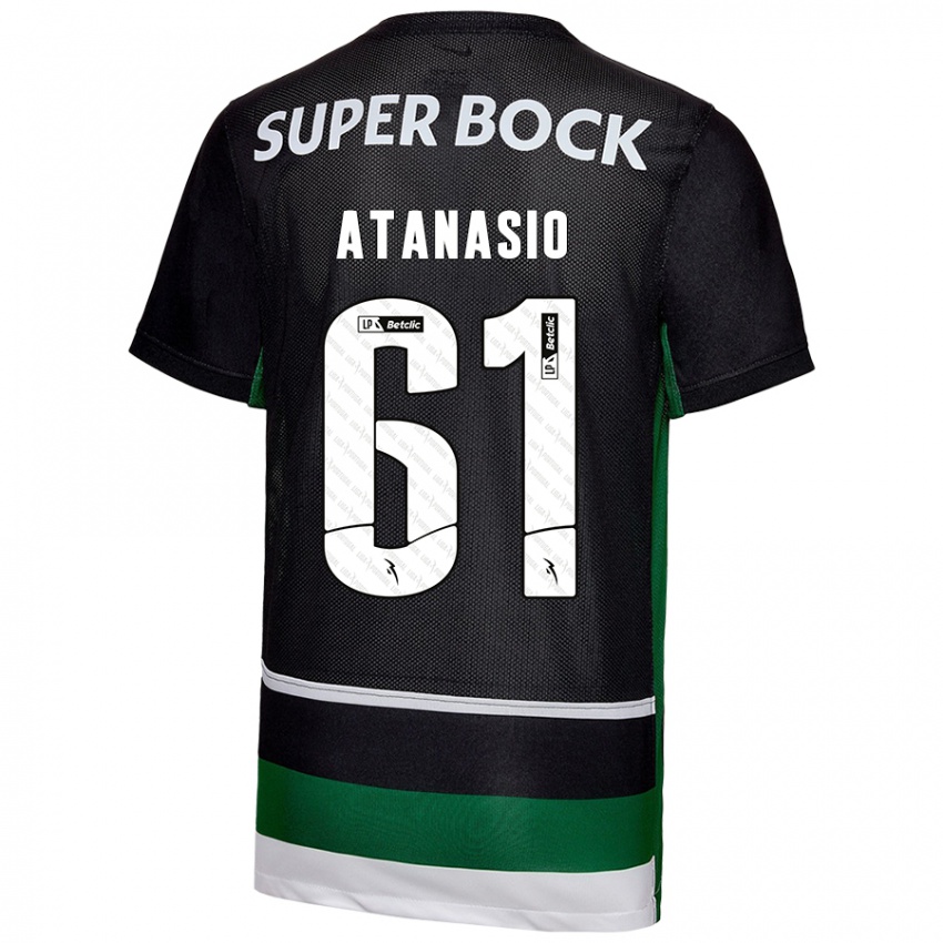 Niño Camiseta Atanásio #61 Negro Blanco Verde 1ª Equipación 2024/25 La Camisa Chile