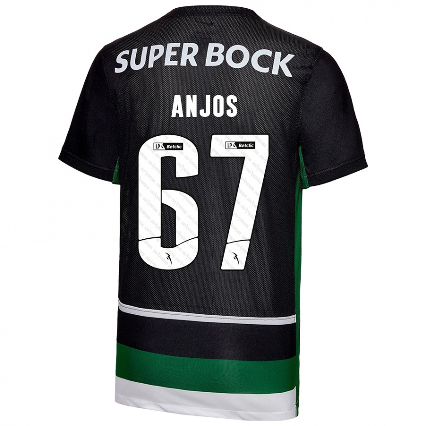 Niño Camiseta Lucas Anjos #67 Negro Blanco Verde 1ª Equipación 2024/25 La Camisa Chile